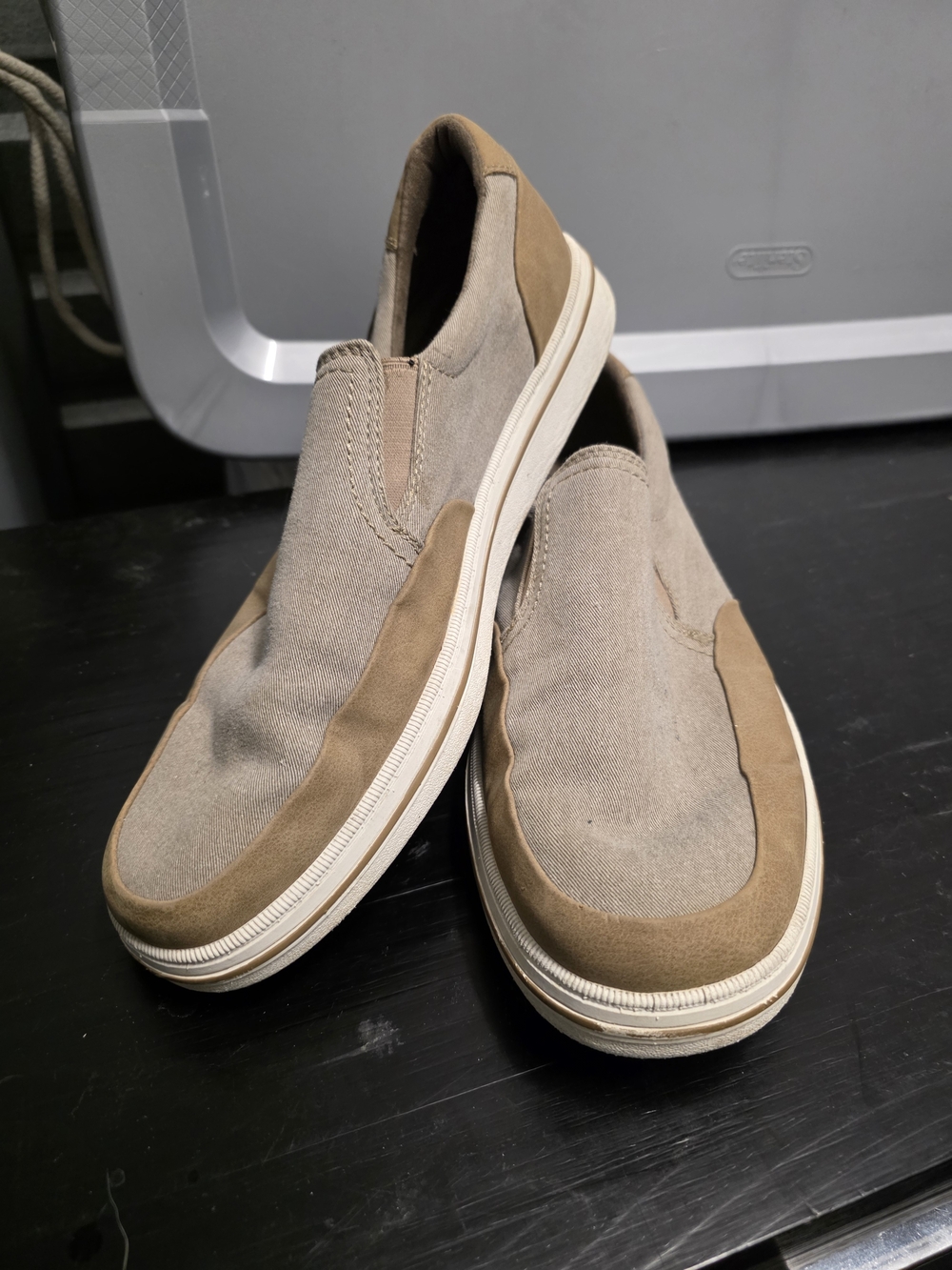 Eastland Delray Slip-On Casual Shoe Canvas Beige/Brown Men's US 13 EU 47